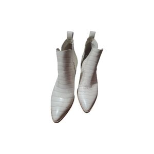 Dolce Vita White Croc-Pattern Ankle Booties